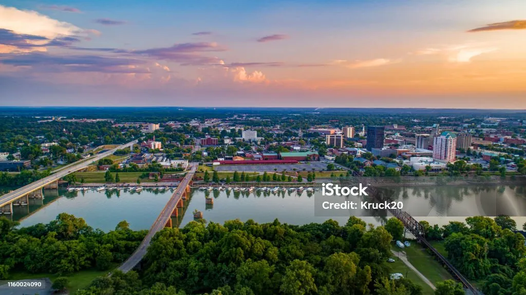 Aerial view of the Augusta, Georgia area